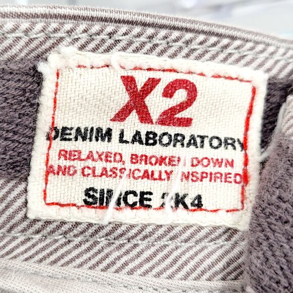 X2 Denim Laboratory Tan & White Striped 100% Cotton Relaxed Pants Men's Sz 34X34 - Picture 8 of 9